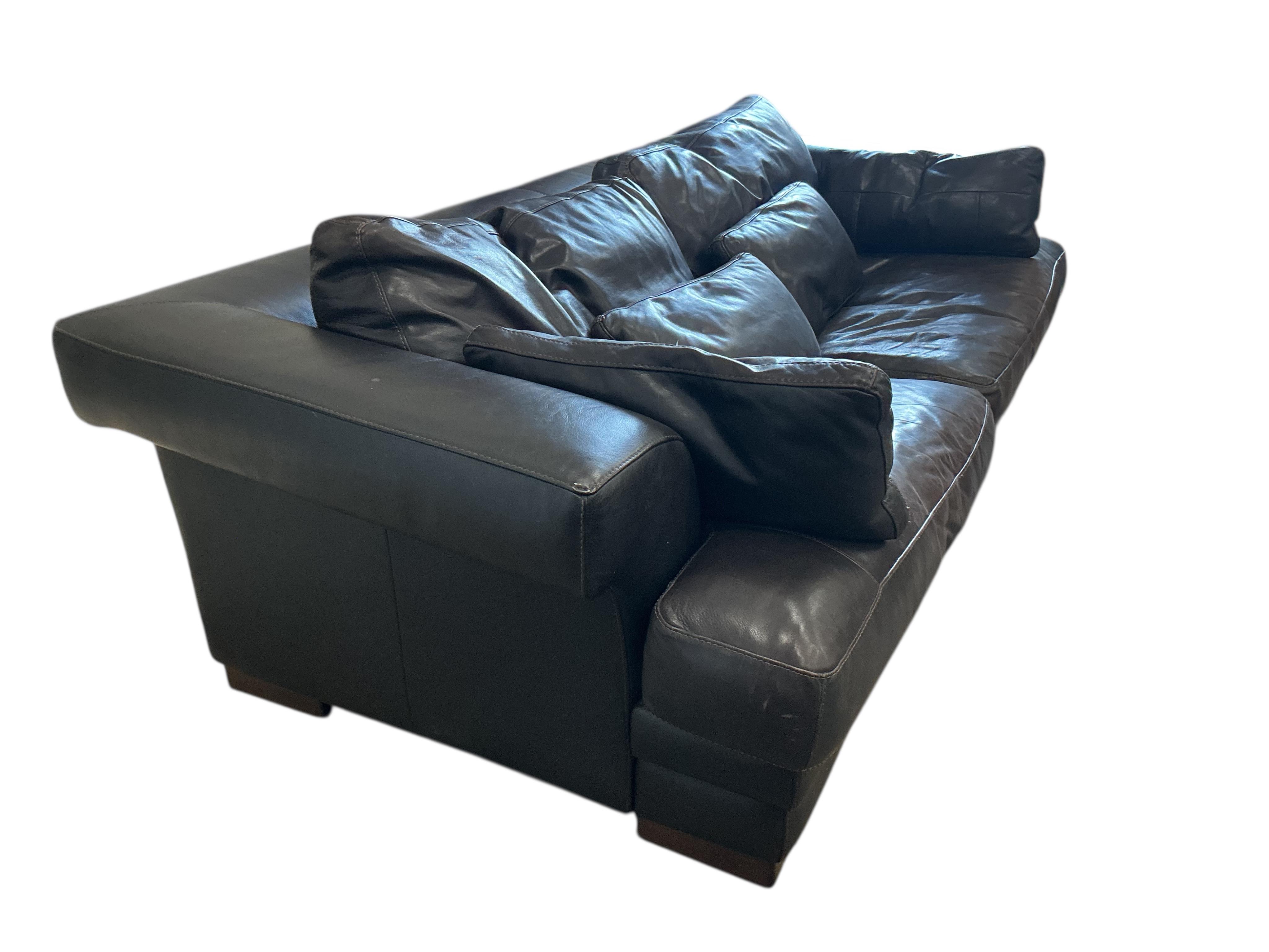 A contemporary Incanto Italian brown leather settee, width 240cm, depth 114cm, height 70cm